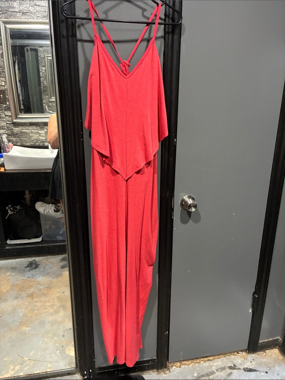HALARA Coral Red Sleeveless Maxi Dress with Knot Back